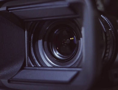Close up of professional video camera
